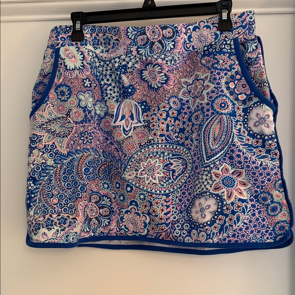 Talbots Blue Paisley Mini Skort with Pink Accents
